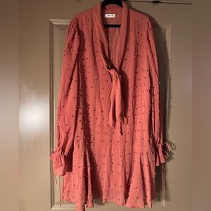 Elegant Pink Tie-Front Dress